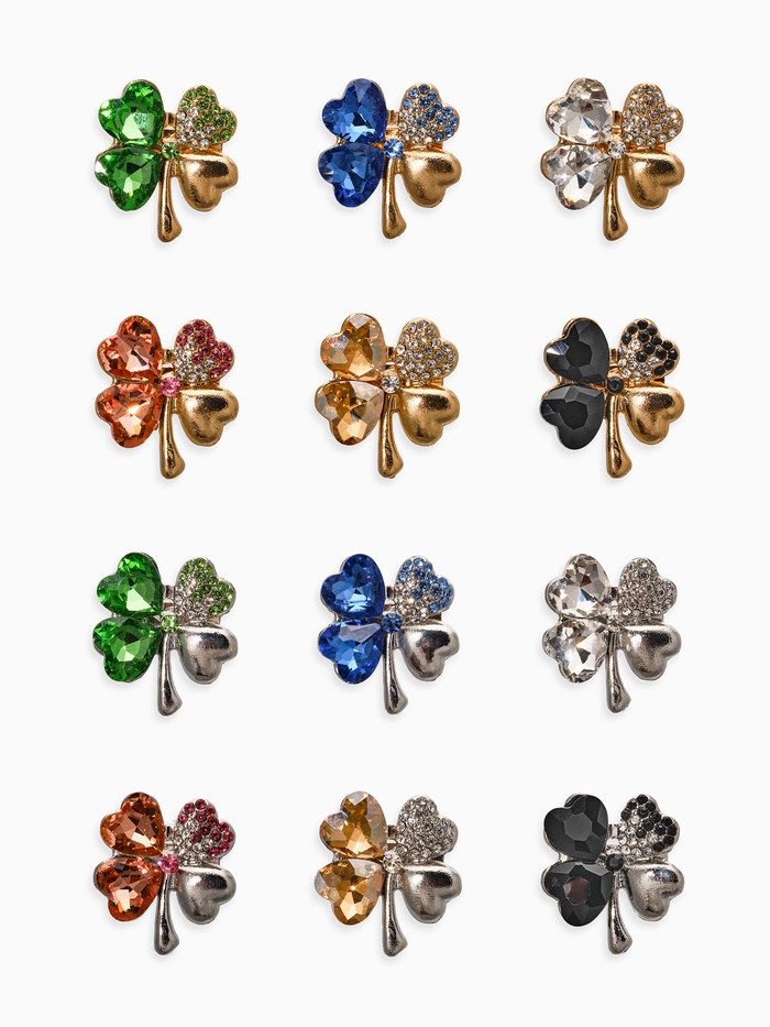 Брошь «Клевер», МИКС, (неделимая фасовка 12 шт. цена за шт.)