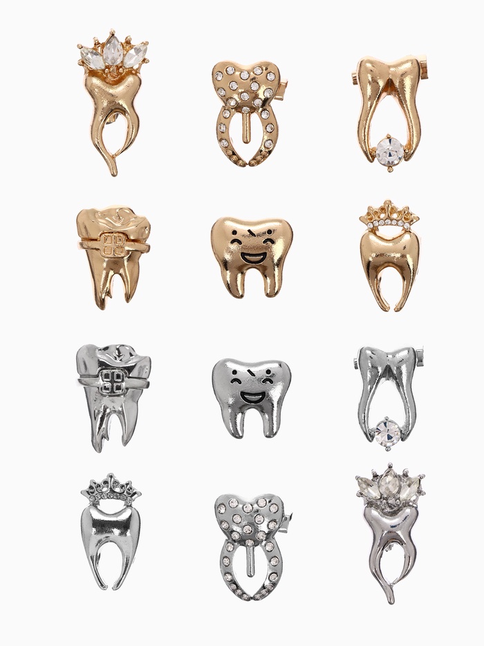 Брошь «Зуб», форма МИКС, МИКС, (неделимая фасовка 12 шт. цена за шт.)