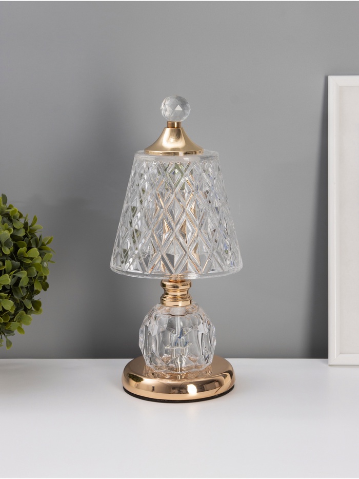 Лампа настольная RISALUX «Элизабет», LED, 10 Вт, ночник 3 Вт, золото, 14×14×33 см - Фото 1