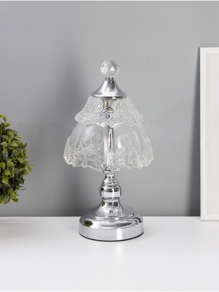 Светильник настольный RISALUX «Бабочки», интерьерный, LED, 10 Вт, хром, 15.5×15.5×33 см - Фото 1