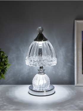Лампа настольная RISALUX «Переливы», LED, 10 Вт, ночник 3 Вт, хром, 13.5×13.5×33 см