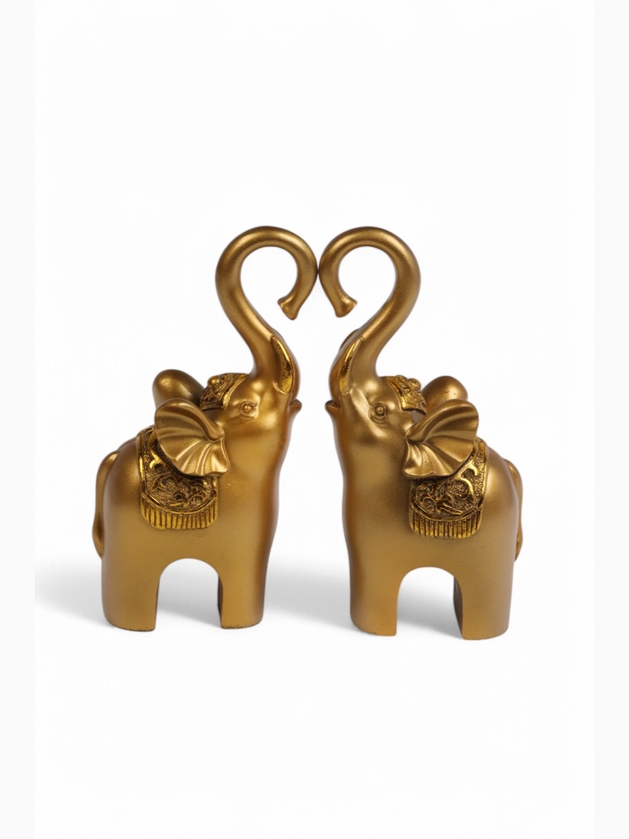 Набор фигурок «Слоники: хобот сердечком», 2 шт., 22×11 см, бронза с позолотой