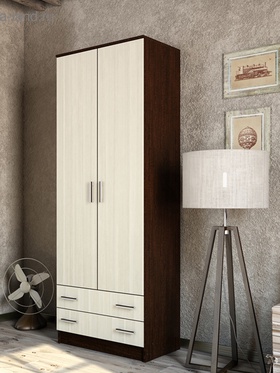 УЦЕНКА Шкаф двухстворчатый Дуэт, 800×480×2200, Венге/Лоредо