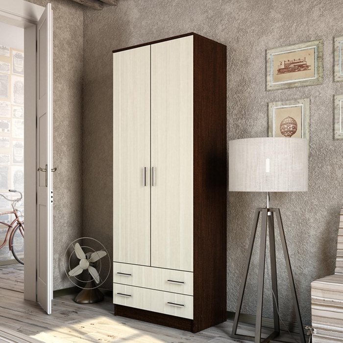 УЦЕНКА Шкаф двухстворчатый Дуэт, 800×480×2200, Венге/Лоредо - Фото 1