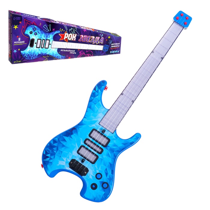 Уценка Музыкальная гитара «Рок-звезда», звук свет, синяя - Фото 1