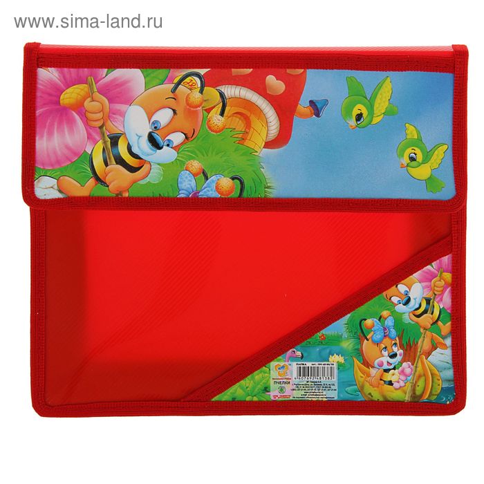 Папка для тетрадей А5 «Пчелки» клапан на липучке, пластиковая, с уголком - Фото 1
