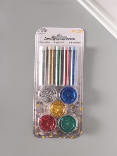 Набор блесток «Пудра и шестигранники» металлик 21.4×9.3 см