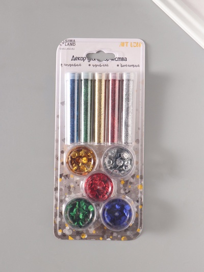 Набор блесток «Пудра и пайетки» металлик 21.4×9.3 см