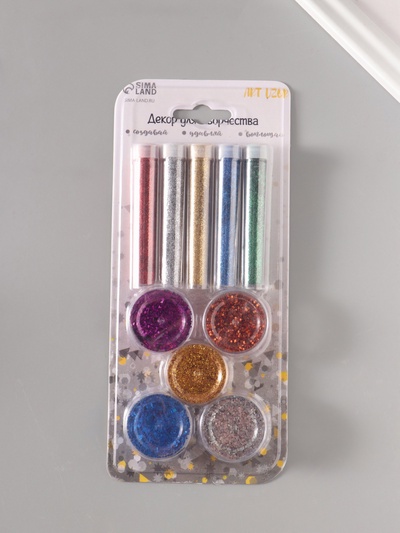 Набор блесток «Пудра и точки» металлик 21.4×9.3 см