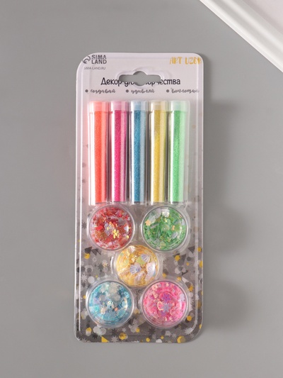 Набор блесток «Пудра и пайетки» неон 21.4×9.3 см