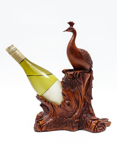 Подставка под бутылку TAKE IT EASY «Павлин», полистоун под дерево, 23×15×33 см