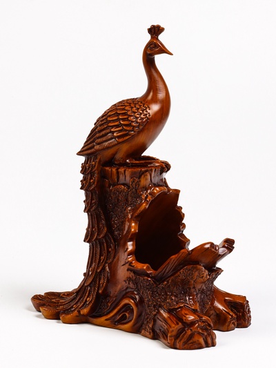 Подставка для бутылки "Павлин" под дерево, 23х15х33см