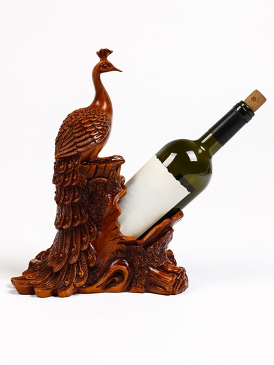 Подставка для бутылки "Павлин" под дерево, 23х15х33см