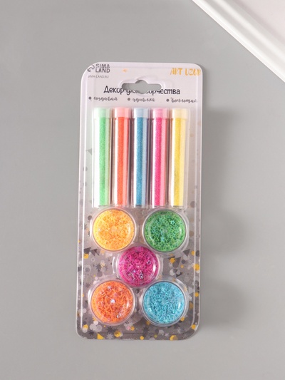 Набор блесток «Пудра и звёзды с отверстием» неон 21.4×9.3 см