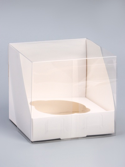Коробка для 1 капкейка с прозрачной крышкой, 10.5×10.5×10 см, кондитерская упаковка