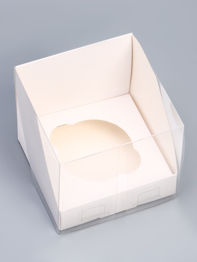 Коробка для 1 капкейка с прозрачной крышкой, 10.5×10.5×10 см, кондитерская упаковка