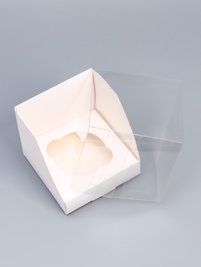 Коробка для 1 капкейка с прозрачной крышкой, 10.5×10.5×10 см, кондитерская упаковка