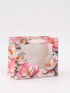 Пакет подарочный с окном «Белые пионы», 24×20×11 см - Фото 1