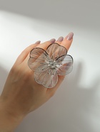 Кольцо «Цветок» стразинка, безразмерное, цвет серебро 10826364