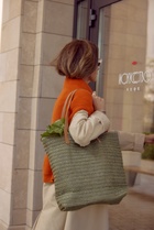 Сумка пляжная Одноцвет, 47*14*35, отд на молнии, подкладка, зеленый - фото 809238336