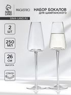 Бокалы для шампанского Magistro «Амьен», 250 мл, h=26 см, набор 2 шт., стекло, прозрачные - Фото 1