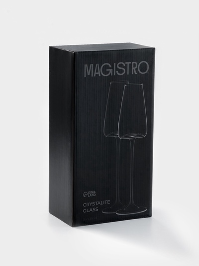 Бокалы для шампанского Magistro «Амьен», 250 мл, h=26 см, набор 2 шт., стекло, прозрачные