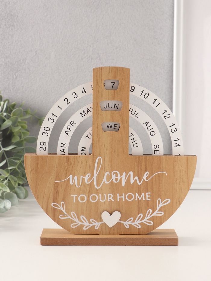 Настольный календарь-вечный «Наш дом», дерево, 3.7×19.5×20 см - Фото 1