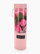 Подарочный букет из трех мыльных роз в колбе, розовые - Фото 1