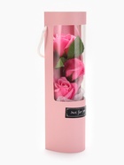 Подарочный букет из трех мыльных роз в колбе, розовые - Фото 5