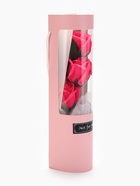 Подарочный букет из трех мыльных роз в колбе, фуксия - Фото 2