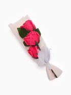 Подарочный букет из трех мыльных роз в колбе, фуксия - Фото 3