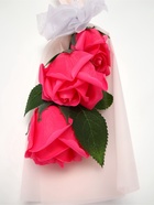 Подарочный букет из трех мыльных роз в колбе, фуксия - Фото 7
