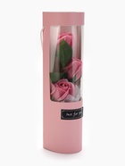 Подарочный букет из трех мыльных роз в колбе, дымно-розовые - Фото 5