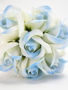 Набор из 6 нежных бело-голубых мыльных роз - фото 809446957