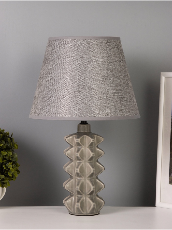 Лампа настольная RISALUX «Ода», 40 Вт, Е14, серый, 24×24×38 см - Фото 1