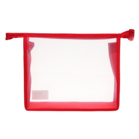 Папка пластиковая А5, 230 х 190 х 55 мм, молния сверху, Calligrata "Офис", ПМ-А5-00, 0.5 мм, прозрачная, красная