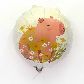 Воздушный шар фольгированный 18" «Капибары с апельсинами», круг (комплект 5 шт)