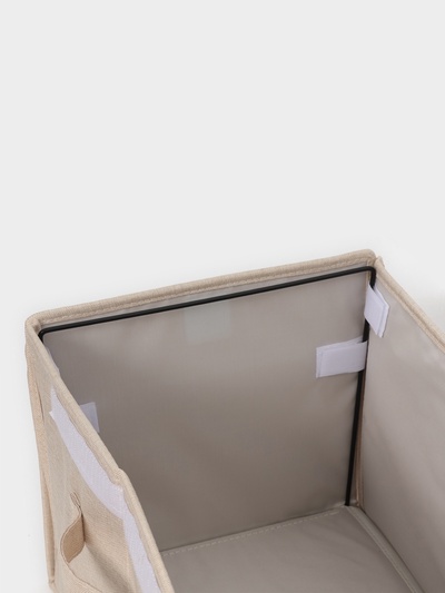 Короб стеллажный с крышкой LaDо́m, 38×26×24 см, бежевый, материал батист