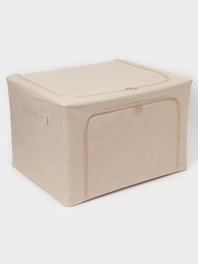 Кофр для хранения вещей LaDо́m, размеры 50×40×33 см, бежевый, материал батист