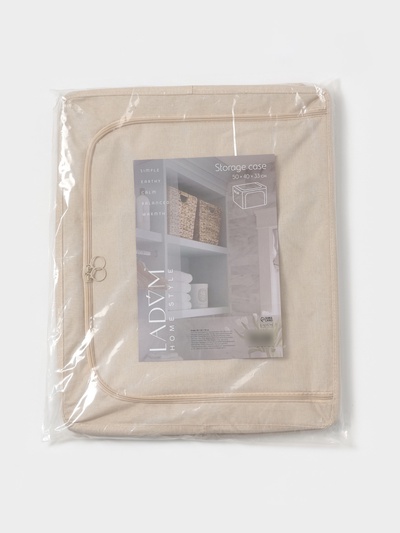 Кофр для хранения вещей LaDо́m, размеры 50×40×33 см, бежевый, материал батист