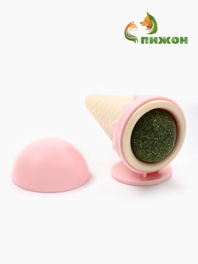 Игрушка для кошек из кошачьей мяты «Мороженное» на основании, 5×4 см, розовая