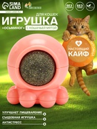 Игрушка с кошачьей мятой для кошек «Осьминог», 5×4 см, на основании, пластик, розовая - Фото 1
