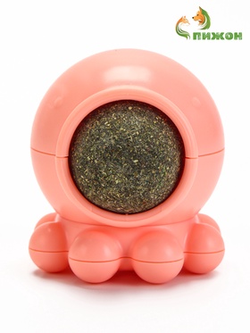 Игрушка для кошек из кошачьей мяты «Осьминог» на основании, 5×4 см, розовая