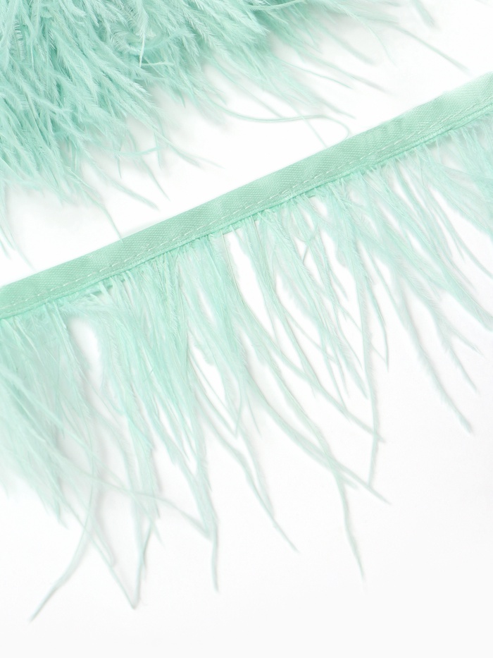 Перья декоративные на ленте, цвет мятный 10 м ± 0.5 м, шир 8-10 см - Фото 1