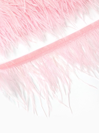 Перья декоративные на ленте, розовые, 10 м ± 0.5 м, шир 8-10 см