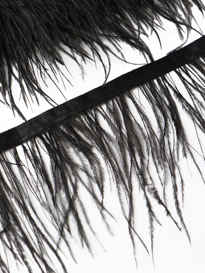 Перья декоративные на ленте, чёрные, 10 м ± 0.5 м, шир 8-10 см