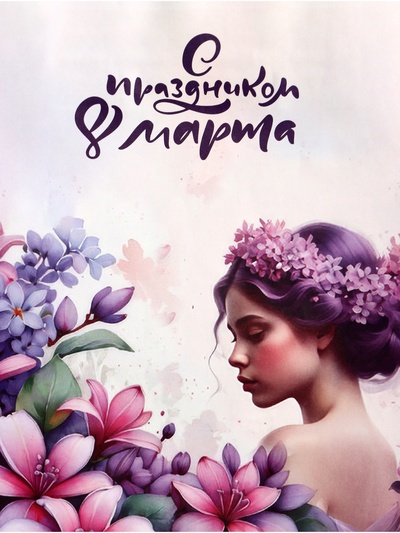 Пакет подарочный крафт, «С 8 марта!», 18×8×25 см
