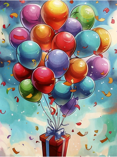 Пакет подарочный крафт «Воздушные шарики», 18×8×25 см