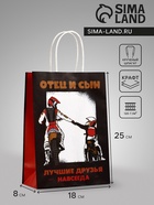 Пакет подарочный крафт «Отец и сын», 18×8×25 см - Фото 1