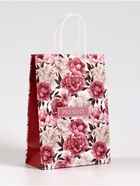 Пакет подарочный крафт «Цветы», 18×8×25 см - Фото 2